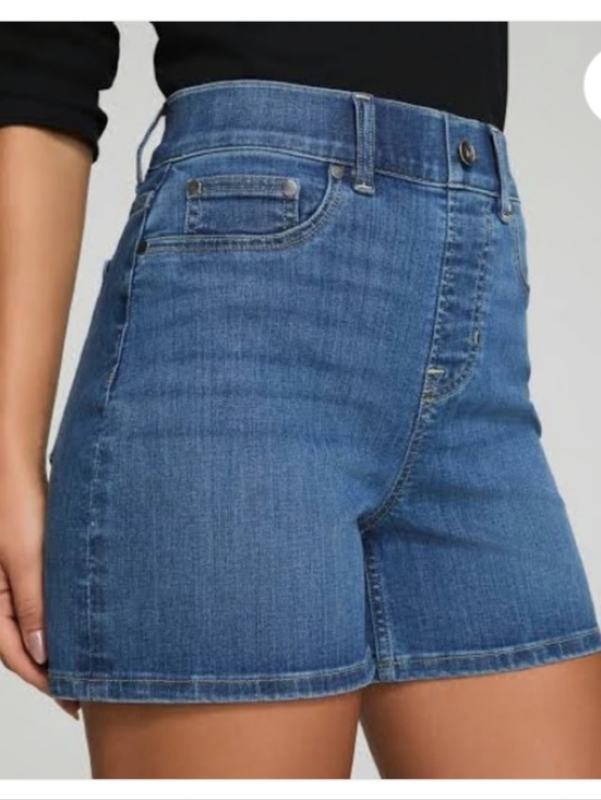 SPANX Denim - Spanx Vintage Womens Indigo High-Rise Pull-On Shaping Jean Shorts Size Small 4-6